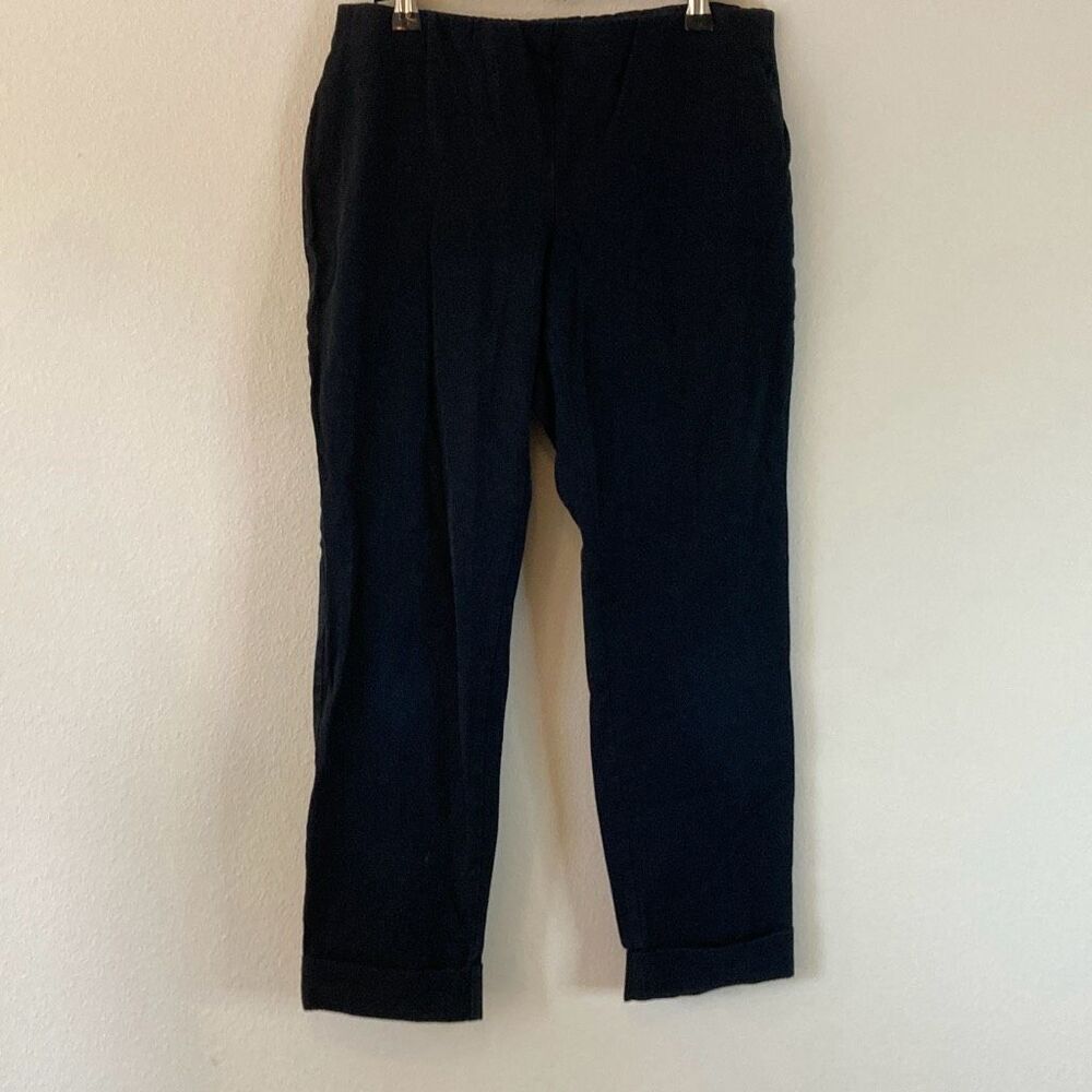 J. Jill Premium Bi-Stretch Black Pull On Tapered Cuffed Pants Womens Size 8 (E13
